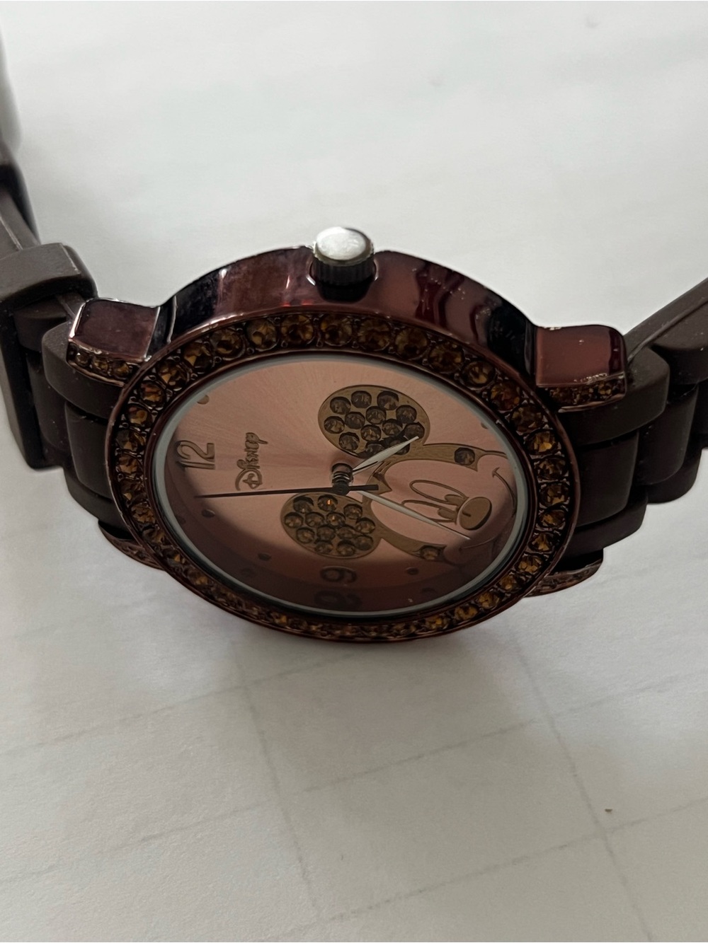 Disney Brown Crystal Minnie Mouse Women's Wristwatch